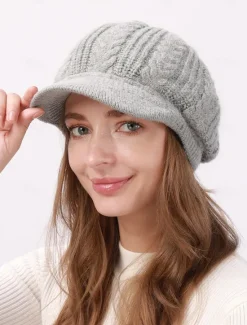 Best Women's Slouchy Beanie Hat Beret Hat Home Daily Holiday Solid / Plain Color Knit Casual Nordic Style Casual / Daily 1 pcs Women Hats