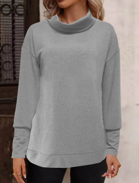 Best Women's Solid Color Fashion Long Sleeve Turtleneck Pile Neck Regular Tops Casual Sports Black Pink Wine Orange Khaki Fall & Winter Women Hoodies & Sweatshirts