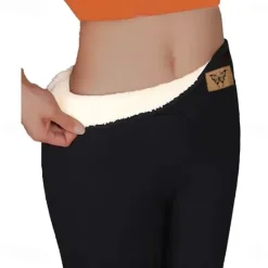 Best Women's Solid Color Thermal Warm Soft High Elasticity Athletic Athleisure Black Fall Winter Women Leggings