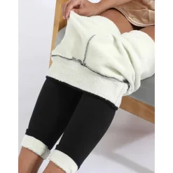 Best Women's Solid Color Thermal Warm Soft High Elasticity Athletic Athleisure Black Fall Winter Women Leggings