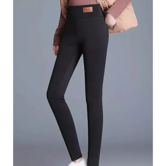 Best Women's Solid Color Thermal Warm Soft High Elasticity Athletic Athleisure Black Fall Winter Women Leggings