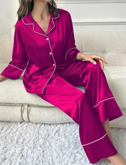 Hot Women's Split Chemises & Gowns Nightwear - POLY Solid Colored Home Outfits Women Pajama-Setter