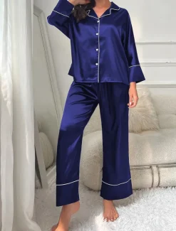 Hot Women's Split Chemises & Gowns Nightwear - POLY Solid Colored Home Outfits Women Pajama-Setter