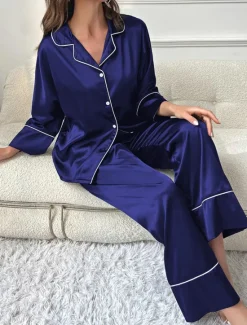 Hot Women's Split Chemises & Gowns Nightwear - POLY Solid Colored Home Outfits Women Pajama-Setter