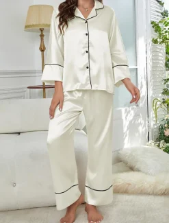 Hot Women's Split Chemises & Gowns Nightwear - POLY Solid Colored Home Outfits Women Pajama-Setter
