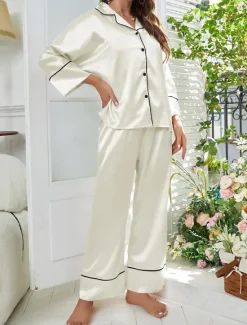 Hot Women's Split Chemises & Gowns Nightwear - POLY Solid Colored Home Outfits Women Pajama-Setter