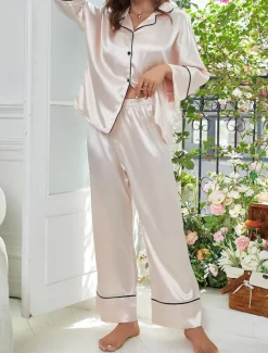 Hot Women's Split Chemises & Gowns Nightwear - POLY Solid Colored Home Outfits Women Pajama-Setter