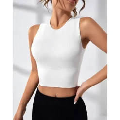 New Women's Sports Bra High Support Open Back Removable Pad Solid Color Dark Grey Spandex Yoga Fitness Gym Workout Bra Top Sport Activewear High Impact Breathable Comfortable Stretchy Slim Home Outfits Women Lingerie