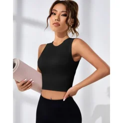 New Women's Sports Bra High Support Open Back Removable Pad Solid Color Dark Grey Spandex Yoga Fitness Gym Workout Bra Top Sport Activewear High Impact Breathable Comfortable Stretchy Slim Home Outfits Women Lingerie