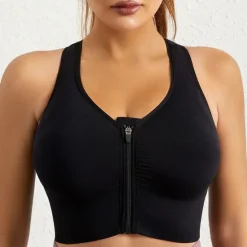 Women's Sports Bra High Support Full Zip Wireless Solid Color Black White Yoga Fitness Gym Workout Bra Top Sport Activewear Breathable Comfortable Freedom Stretchy Slim Home Outfits Women Lingerie