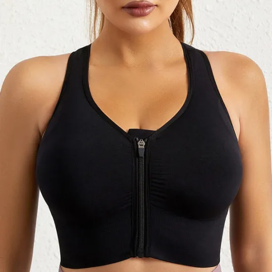 Women's Sports Bra High Support Full Zip Wireless Solid Color Black White Yoga Fitness Gym Workout Bra Top Sport Activewear Breathable Comfortable Freedom Stretchy Slim Home Outfits Women Lingerie