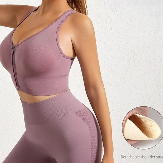 Women's Sports Bra High Support Full Zip Wireless Solid Color Black White Yoga Fitness Gym Workout Bra Top Sport Activewear Breathable Comfortable Freedom Stretchy Slim Home Outfits Women Lingerie