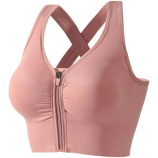 Online Women's Sports Bra Medium Support Open Back Zipper Solid Color Yoga Fitness Gym Workout Bra Top Sport Activewear Breathable Quick Dry Comfortable Stretchy Slim / Removable Pad / Wireless Home Outfits Women Lingerie