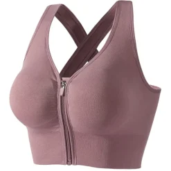 Online Women's Sports Bra Medium Support Open Back Zipper Solid Color Yoga Fitness Gym Workout Bra Top Sport Activewear Breathable Quick Dry Comfortable Stretchy Slim / Removable Pad / Wireless Home Outfits Women Lingerie