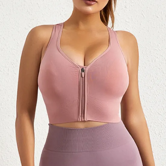 Online Women's Sports Bra Medium Support Open Back Zipper Solid Color Yoga Fitness Gym Workout Bra Top Sport Activewear Breathable Quick Dry Comfortable Stretchy Slim / Removable Pad / Wireless Home Outfits Women Lingerie