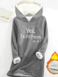 Best Women's Sporty Chic Hoodie Sweatshirt Pullover Sherpa Letter Casual Sports Print Warm Fuzzy Comfrt Hoodie Long Sleeve Top Micro-elastic Fall & Winter Comfrt Breathable Soft Fabric Women Hoodies & Sweatshirts