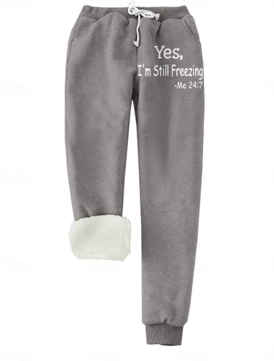 Women's Sporty Chic Normal Sweatpants Joggers Sweatpants Savannah Joggers Full Length High Rise Letter Pocket Print Warm Soft Micro-elastic Daily Wear Transparent Blue claret Ash Dark Chocolate Women Pants