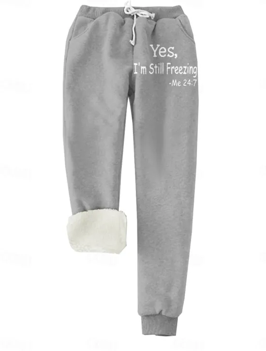 Women's Sporty Chic Normal Sweatpants Joggers Sweatpants Savannah Joggers Full Length High Rise Letter Pocket Print Warm Soft Micro-elastic Daily Wear Transparent Blue claret Ash Dark Chocolate Women Pants
