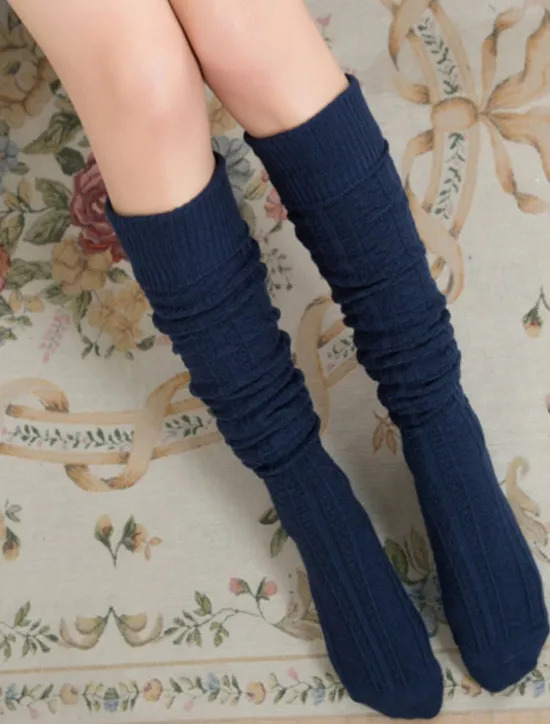 Women's Stockings Thigh-High Crimping Socks All Seasons Tights Thermal Warm Stretchy Knitting Fashion Casual Daily Navy Black White One-Size Women Tights