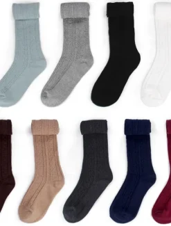 New Women's Stockings Thigh-High Crimping Socks Tights Thermal Warm Leg Shaping High Elasticity Jacquard Knee high Socks Light Blue Black Wine One-Size Women Tights