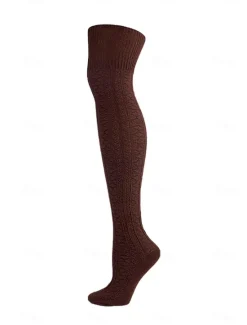 New Women's Stockings Thigh-High Crimping Socks Tights Thermal Warm Leg Shaping High Elasticity Jacquard Knee high Socks Light Blue Black Wine One-Size Women Tights