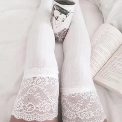 Discount Women's Stockings Wedding Work Daily Lace Retro Cotton Simple Casual Vintage Retro Elastic Casual 1 Pair Women Socks