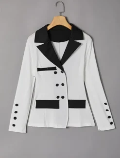 Hot Women's Streetwear Stylish Blazer Trousers Long Sleeve Shirt Collar Graphic Patchwork Casual Daily Spring & Fall Regular Fit Women Two Piece Sets