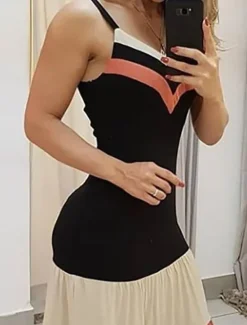 Discount Women's Stripe Strap Maxi Dress Sleeveless Spring Women Cocktail Dress