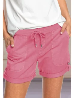 Online Women's Stylish Simple Cute Comfort Shorts Casual Daily Pants Plain Short Drawstring Elastic Waist Light Green Women Shorts