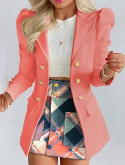 New Women's Suits Blazer Comfortable Breathable Pocket Print Fashion Casual Floral Office Street Casual Daily Wear Single Breasted Short Turndown Regular Fit Long Sleeve Outerwear Black White Yellow Women Blazers & Suits