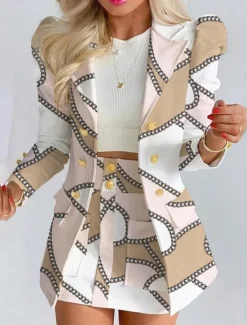 New Women's Suits Blazer Comfortable Breathable Pocket Print Fashion Casual Floral Office Street Casual Daily Wear Single Breasted Short Turndown Regular Fit Long Sleeve Outerwear Black White Yellow Women Blazers & Suits