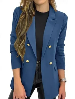 Sale Women's Suits Formal Button Solid Color Warm Fashion Regular Fit Outerwear Long Sleeve Fall Black S Women Blazers & Suits