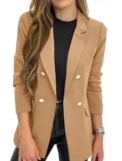 Sale Women's Suits Formal Button Solid Color Warm Fashion Regular Fit Outerwear Long Sleeve Fall Black S Women Blazers & Suits
