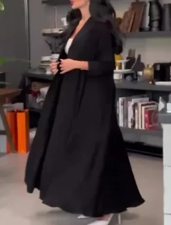 Women's Suits Outdoor Work Street Fall Winter Maxi Coat Regular Fit Warm Breathable Comtemporary Stylish Jacket Long Sleeve Solid Color Oversize Lotus Black Gray Women Coats & Trench Coats