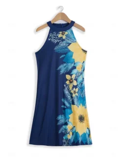 Women's Summer Dress Halter Neck Dress Print Dress Active Fashion Streetwear Outdoor Vacation Daily Regular Fit Paisley Sleeveless Halter Neck Yellow Royal Blue Blue Dark Blue Summer Spring Women Spring Dresses|Floral Dresses