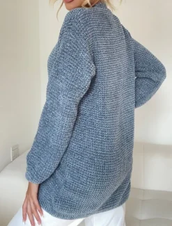 Online Women's Sweater Cardigan Casual Soft Pure Color Ribbed V Neck Buttons Pocket Knitted Long Sleeve Long Tops Knit Outdoor Daily Weekend Pink Blue Fall Winter Women Cardigans & Outerwears
