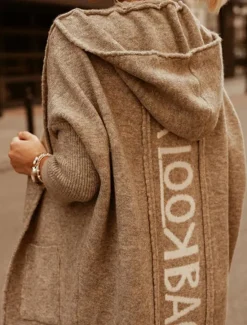 Best Women's Sweater Cardigan Casual Soft Letter Ribbed Hooded Pocket Knitted Long Sleeve Long Tops Knit Outdoor Daily Weekend Light Brown Blue Fall Winter Women Cardigans & Outerwears