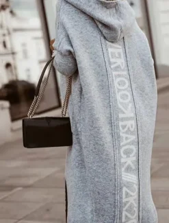 Best Women's Sweater Cardigan Casual Soft Letter Ribbed Hooded Pocket Knitted Long Sleeve Long Tops Knit Outdoor Daily Weekend Light Brown Blue Fall Winter Women Cardigans & Outerwears