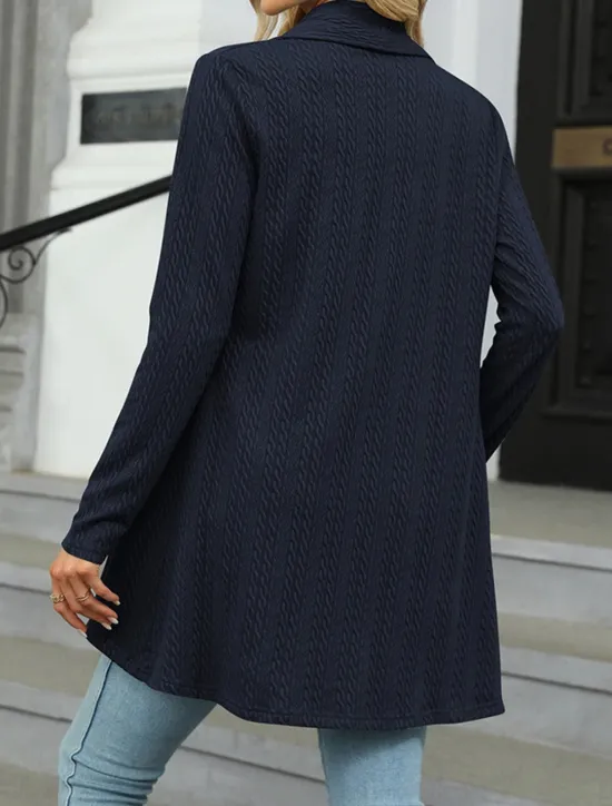 Sale Women's Sweater Cardigan Casual Soft Pure Color Ribbed Shirt Collar Knitted Long Sleeve Regular Tops Knit Outdoor Daily Weekend Navy Blue Green Fall Winter Women Cardigans & Outerwears