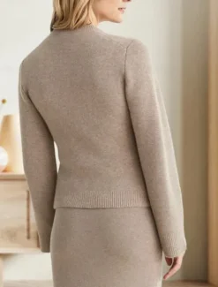 New Women's Sweater Cardigan Casual Soft Pure Color Ribbed Crew Neck Buttons Pocket Knitted Long Sleeve Regular Tops Knit Outdoor Daily Weekend Black White Fall Winter Women Cardigans & Outerwears