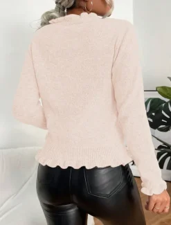 Discount Women's Sweater Cardigan Casual Soft Pure Color Ribbed V Neck Buttons Knitted Long Sleeve Regular Tops Knit Outdoor Daily Weekend Pink Brown Fall Winter Women Cardigans & Outerwears|Pullovers & Tops