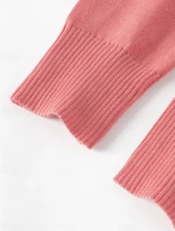 Sale Women's Sweater Cardigan Casual Soft Pure Color Ribbed Stand Collar Buttons Knitted Long Sleeve Regular Tops Knit Outdoor Daily Weekend Pink Camel Fall Winter Women Cardigans & Outerwears