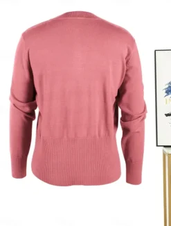 Sale Women's Sweater Cardigan Casual Soft Pure Color Ribbed Stand Collar Buttons Knitted Long Sleeve Regular Tops Knit Outdoor Daily Weekend Pink Camel Fall Winter Women Cardigans & Outerwears