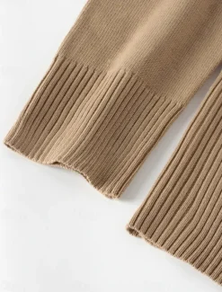 Sale Women's Sweater Cardigan Casual Soft Pure Color Ribbed Stand Collar Buttons Knitted Long Sleeve Regular Tops Knit Outdoor Daily Weekend Pink Camel Fall Winter Women Cardigans & Outerwears