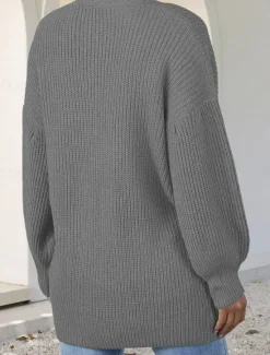 Clearance Women's Sweater Cardigan Casual Soft Pure Color Ribbed Open Front Pocket Knitted Long Sleeve Regular Tops Knit Outdoor Daily Weekend Pink Red Fall Winter Women Cardigans & Outerwears
