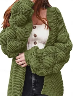 Clearance Women's Sweater Cardigan Casual Soft Pure Color Ribbed Open Front Knitted Long Sleeve Long Tops Knit Outdoor Daily Weekend Orange Green Fall Winter Women Cardigans & Outerwears