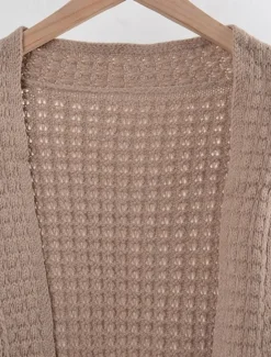 Women's Sweater Cardigan Daily Casual Solid Color Open Front Knitted Long Sleeve Long Tops Knit Home Work Khaki Light Grey Fall Winter Women Cardigans & Outerwears