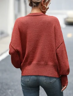 New Women's Sweater Cardigan Daily Casual Solid Color Shirt Collar Knitted Textured Long Sleeve Regular Tops Knit Home Work White Red Fall Winter Women Cardigans & Outerwears