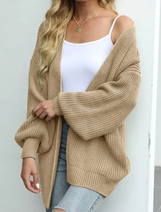 Women's Sweater Cardigan Elegant Fashion Streetwear Pure Color Open Front Knitted Long Sleeve Regular Tops Knit Outdoor Daily Weekend Black Pink Fall Winter Women Cardigans & Outerwears