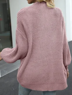 Women's Sweater Cardigan Elegant Fashion Streetwear Pure Color Open Front Knitted Long Sleeve Regular Tops Knit Outdoor Daily Weekend Black Pink Fall Winter Women Cardigans & Outerwears
